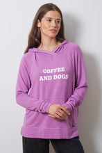 Load image into Gallery viewer, ELVY HOODIE - COFFEE AND DOGS - LAVENDER LOVE - HOL23
